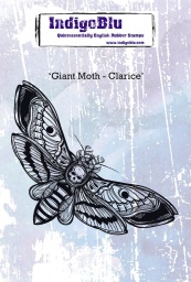 Giant Moth - Clarice A6 Red Rubber Stamp by Kay Halliwell-Sutton